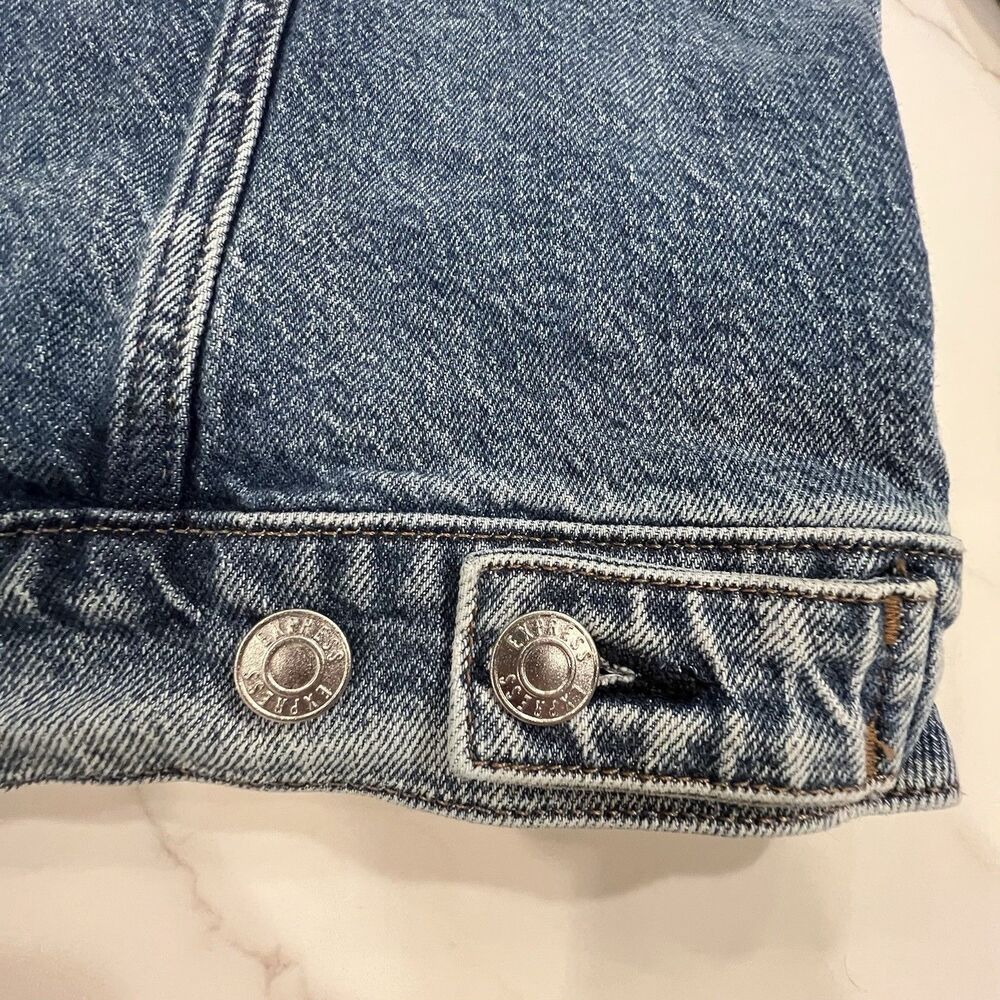 Classic Blue Denim Trucker Jean Jacket Womens M Grunge Basic Casual Express - Picture 10 of 16